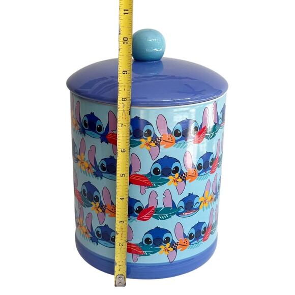 Disney Lilo & Stitch Aloha COOKIE JAR Large Canister & Lid Blue Silver Buffalo - Picture 6 of 8